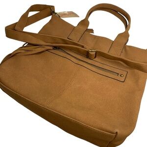 Red Camel Medium Size Gorgeous Cognac Crossbody with Handles Top Zip New